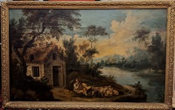 18. századi francia festő: Pihenő pásztor tájban