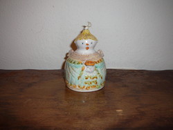 70's, marked, little pink ilona ceramic Christmas bell, angel.