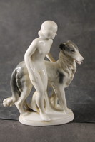 Német porcelán akt kutyával 609
