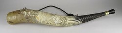 1P580 large applied art carved horn ornament 58 cm