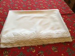 Tablecloth with lace, handmade, new, elegant, festive, large size 150 x 204 cm
