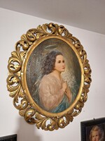 Nagyméretű Antik Festmény Bihari Emma Florentin keretben
