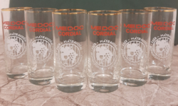 Glass cup with Medoc cordial Eger-Mátra region wine farm combine logo