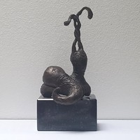 Tóth Ernő - Csiga bronz kisplasztika 15 cm