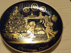 Christmas marked - gilded plate 1975 - limited edition with 24 carat gold 19 cm