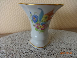 Régi, virágmintás Herendi porcelán mini váza, 7 cm