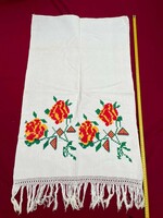 Beautiful floral linen towel nostalgia piece of village decoration