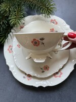 Csodás gyűjtői Bavaria Hehscherzer virágos reggeliző teás csésze szett, trió
