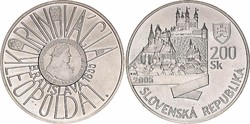 Ezüst szlovák 200 korona  - 2005 - UNC - 34 mm