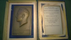 Szent-Györgyi Albert bronz plakett eredeti dobozában