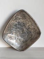 Silver-plated embossed landscape alpaca bowl kastity eralampi