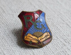 Fire enamel badge, antique, r.G. Red blue, open book, rising sun 4.2 x 3.2 cm