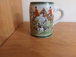 (K) KPM Bavaria vadászjelenetes porcelán söröskorsó