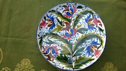 Very rare 1800s - Miskolcz majolica wall plate - wall plate dia. 38 Cm, good condition