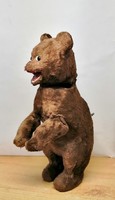 Antique brown plush Brummie bear from the 1960s with a key.