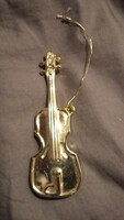 Old, gold-colored violin Christmas tree decoration