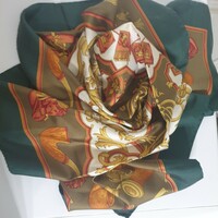 Italian silk scarf, with pipe figures and decorative matchbox pattern, 85x85 cm