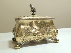 Art Nouveau jewelry holder (once silver-plated copper)