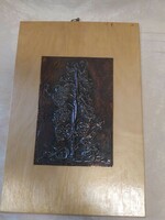 Adorján István bronz dombormű fa lemezen