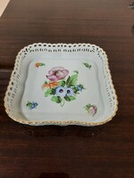 Herend porcelain flower pattern openwork rectangular serving bowl