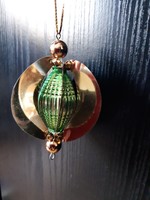 Retro tapestry, painted glass-foil lantern Christmas tree decoration
