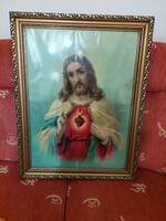 Jézus szíve nagyméretű, aranyozott keretben
