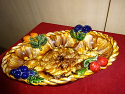 Majolica fruit bowl, made in Austria. 2508 St. Peter - Graz. Jokai.