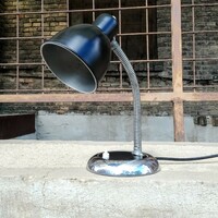 Bauhaus - Art deco gégecsöves asztali lámpa felújítva (fekete - króm)