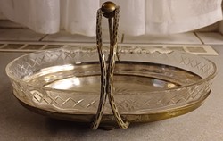 Beautiful antique table centerpiece with silver character, original special. Glass blown polished pattern.
