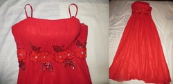 Red strappy maxi dress with bra, size 38, length: 145 cm, width: 93 cm