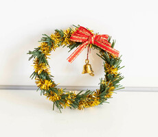 Mini Christmas wreath, decoration, door decoration - doll furniture, doll house accessory, miniature