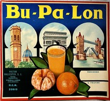 1970es évek spanyol narancs plakát poszter cimke offset - Litografia - London, Párizs, Brüsszel