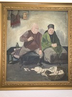 MCP szignóval, jó hangulatú életkép 40x50 cm