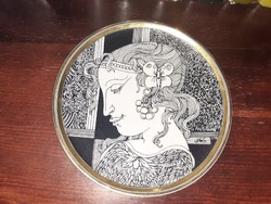 Hollóházi Saxon endre porcelain decorative plate, 20 cm