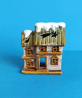 Christmas candle holder cottage house porcelain