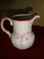 Mittertech German porcelain milk jug with pink border and flower. Jokai.