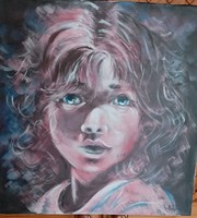 "KISLÁNY" gyermek-portré feszített vásznon 50 x50 cm