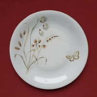 Elfenbein Bavaria német porcelán tányér kistányér süteményes virág pillangó mintával