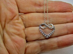 Beautiful genuine 0.15ct diamond stone sterling silver necklace with infinity heart pendant