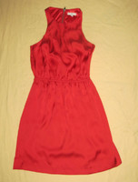 Piros selyem ruha New Look 6-s gumis derék h: 84 cm mb:84 cm