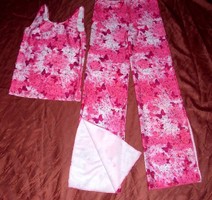 Pink red shiny butterfly patterned party pants with top
