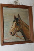 Signed equestrian painting 691