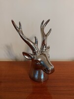 Christmas silver ceramic deer head decoration 27 cm