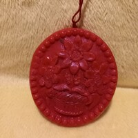 Oval and red, wax gingerbread mold, baking mold, mold, or wall decoration.