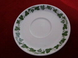 LILIEN porcelán teáscsésze alátét, zöld szőlőmintás. Átmérője 14,5 cm. Jókai.