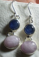 925 Silver earrings with kyanite and kunzite