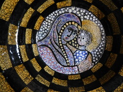 Borsódy Ágnes - hatalmas kerámia tál - Mária a kisdeddel