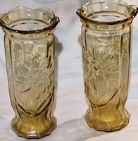 Retró régi vastag csoda szép metszett üveg váza 2 darab EGYÜTT gyűjtőknek