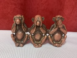 The three wise monkeys copper statue (can't hear, can't see, can't speak)