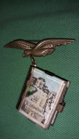 Antik német BIRODALMI SASOS réz apró könyvecske kulcstartó Kühlungsborn tengerpart fotó leporello